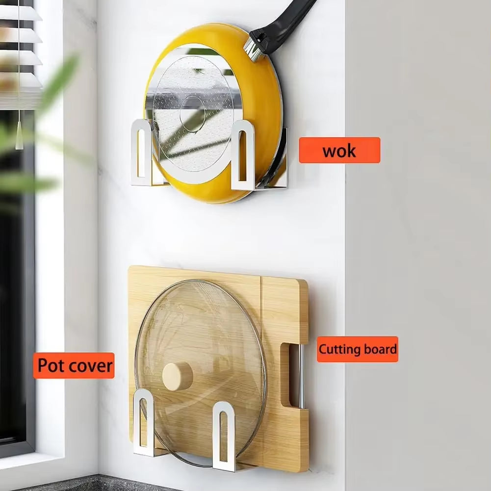 Versatile Wall-Mounted Organizer Rack for Pot Lids, Cutting Boards, and Kitchen Accessories
