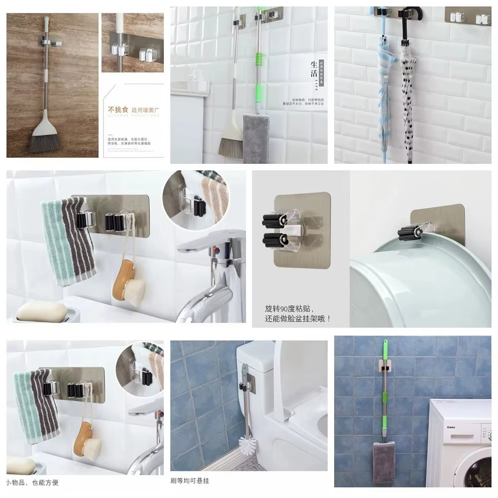 Transform Your Space with Our Strong Adhesive Multi-Purpose Hooks - Perfect for Organizing Mops, Brooms, and More!