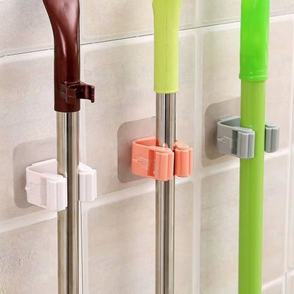 Transform Your Space with Our Strong Adhesive Multi-Purpose Hooks - Perfect for Organizing Mops, Brooms, and More!