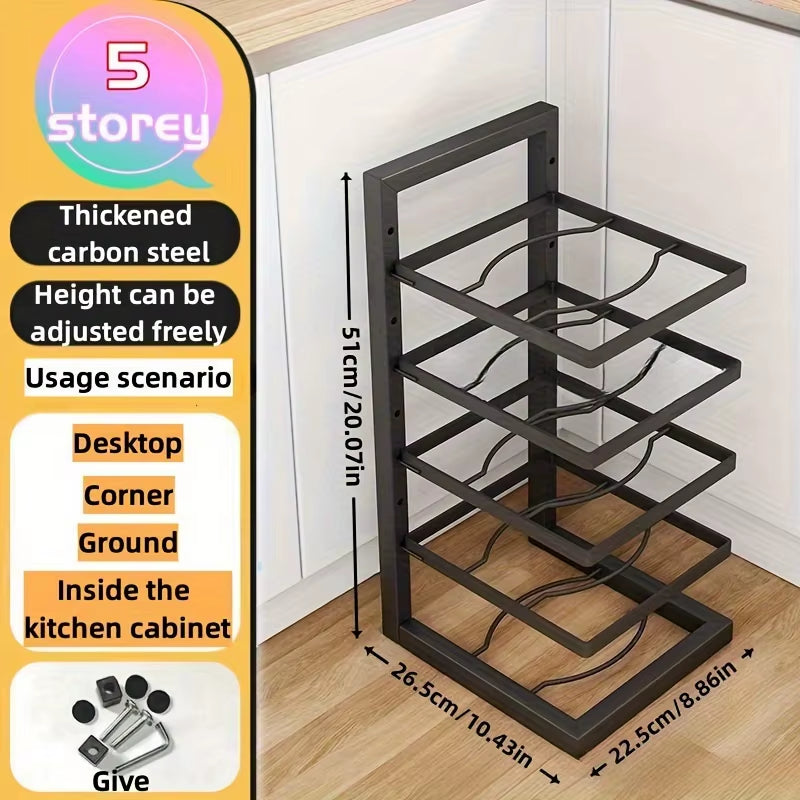 Transform Your Kitchen with the Adjustable Stainless Steel Pot Rack Organizer - Multi-Layer Storage Solution for Pots and Pans