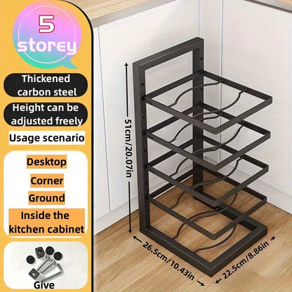 Transform Your Kitchen with the Adjustable Stainless Steel Pot Rack Organizer - Multi-Layer Storage Solution for Pots and Pans