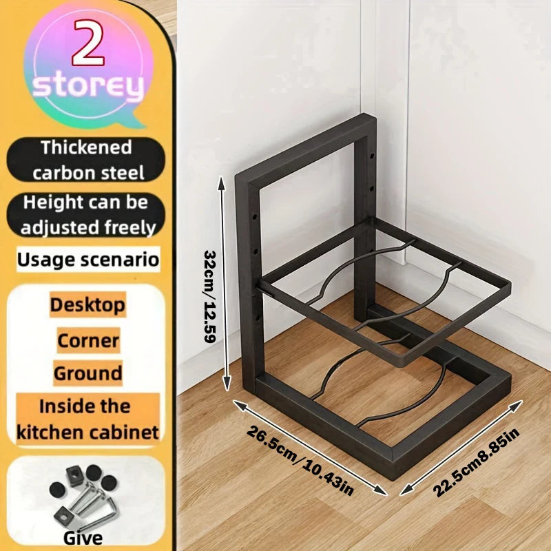 Transform Your Kitchen with the Adjustable Stainless Steel Pot Rack Organizer - Multi-Layer Storage Solution for Pots and Pans