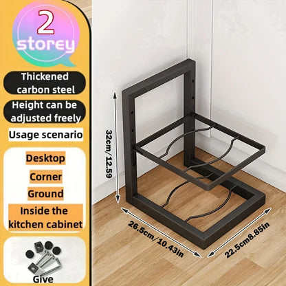 Transform Your Kitchen with the Adjustable Stainless Steel Pot Rack Organizer - Multi-Layer Storage Solution for Pots and Pans