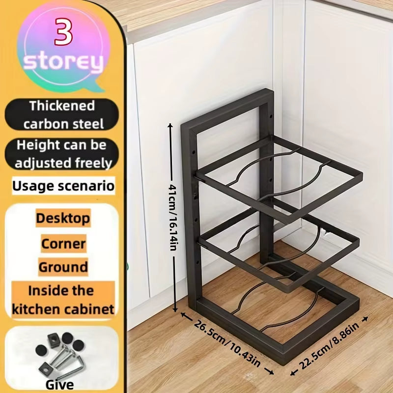 Transform Your Kitchen with the Adjustable Stainless Steel Pot Rack Organizer - Multi-Layer Storage Solution for Pots and Pans
