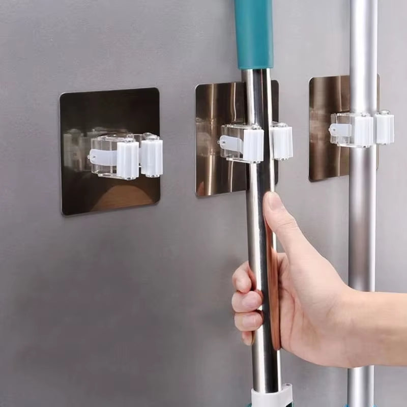 Transform Your Space with Our Strong Adhesive Multi-Purpose Hooks - Perfect for Organizing Mops, Brooms, and More!