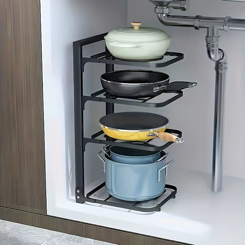Transform Your Kitchen with the Adjustable Stainless Steel Pot Rack Organizer - Multi-Layer Storage Solution for Pots and Pans