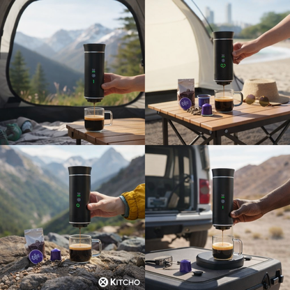 Machine Expresso Portable 3-en-1 avec écran numérique- capsules et moulu