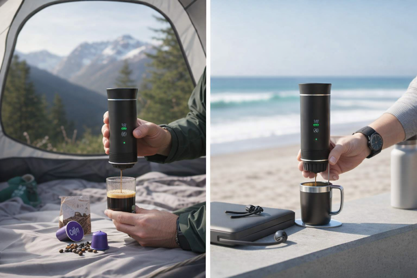 Machine Expresso Portable 3-en-1 avec écran numérique- capsules et moulu