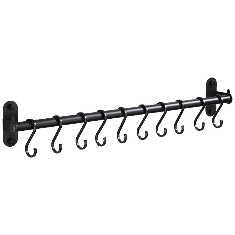 Elevate Your Kitchen Organization with Our Stylish Aluminum Wall Mounted Hook Rack – Perfect for Utensils, Chopping Boards, and More!