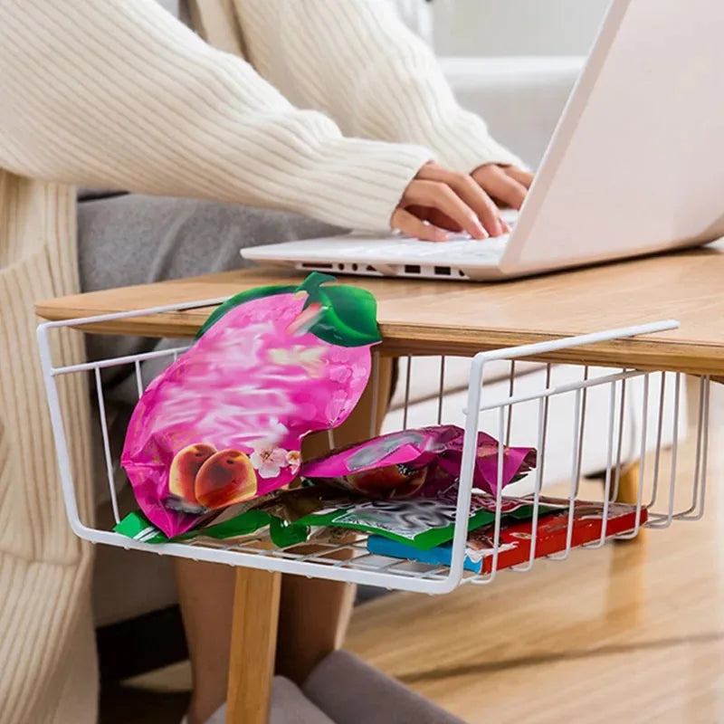 Versatile Metal Hanging Storage Basket for Kitchen and Bathroom - Perfect for Organizing Small Items