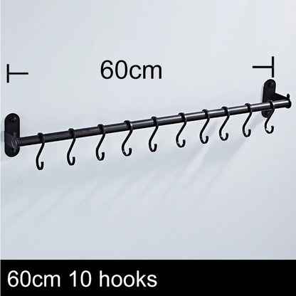 Elevate Your Kitchen Organization with Our Stylish Aluminum Wall Mounted Hook Rack – Perfect for Utensils, Chopping Boards, and More!