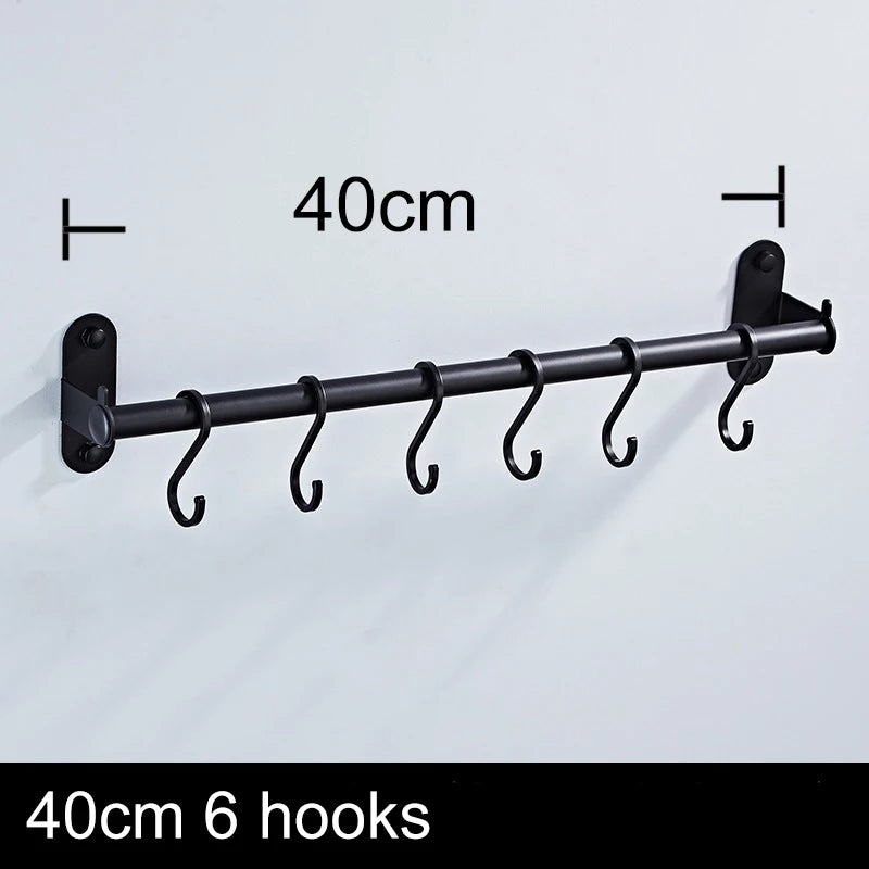 Elevate Your Kitchen Organization with Our Stylish Aluminum Wall Mounted Hook Rack – Perfect for Utensils, Chopping Boards, and More!