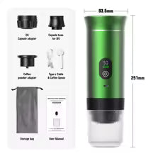 Machine Expresso Portable 3-en-1 avec écran numérique- capsules et moulu
