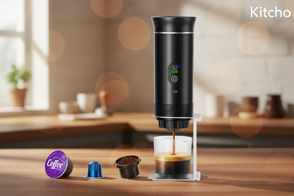 Machine Expresso Portable 3-en-1 avec écran numérique- capsules et moulu