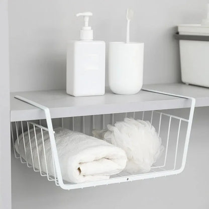 Versatile Metal Hanging Storage Basket for Kitchen and Bathroom - Perfect for Organizing Small Items