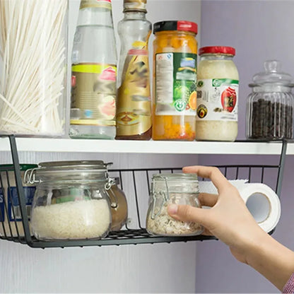 Versatile Metal Hanging Storage Basket for Kitchen and Bathroom - Perfect for Organizing Small Items