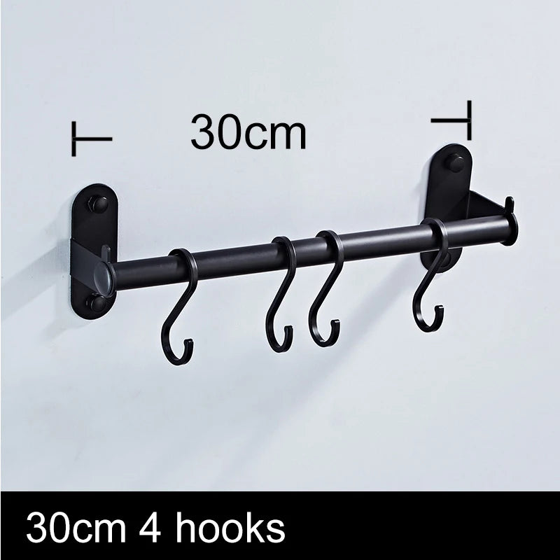 Elevate Your Kitchen Organization with Our Stylish Aluminum Wall Mounted Hook Rack – Perfect for Utensils, Chopping Boards, and More!