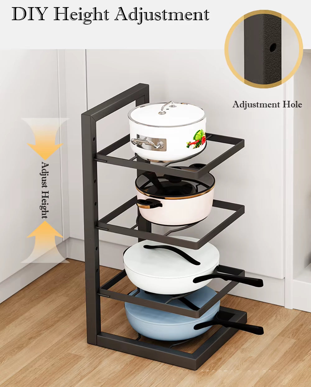 Transform Your Kitchen with the Adjustable Stainless Steel Pot Rack Organizer - Multi-Layer Storage Solution for Pots and Pans