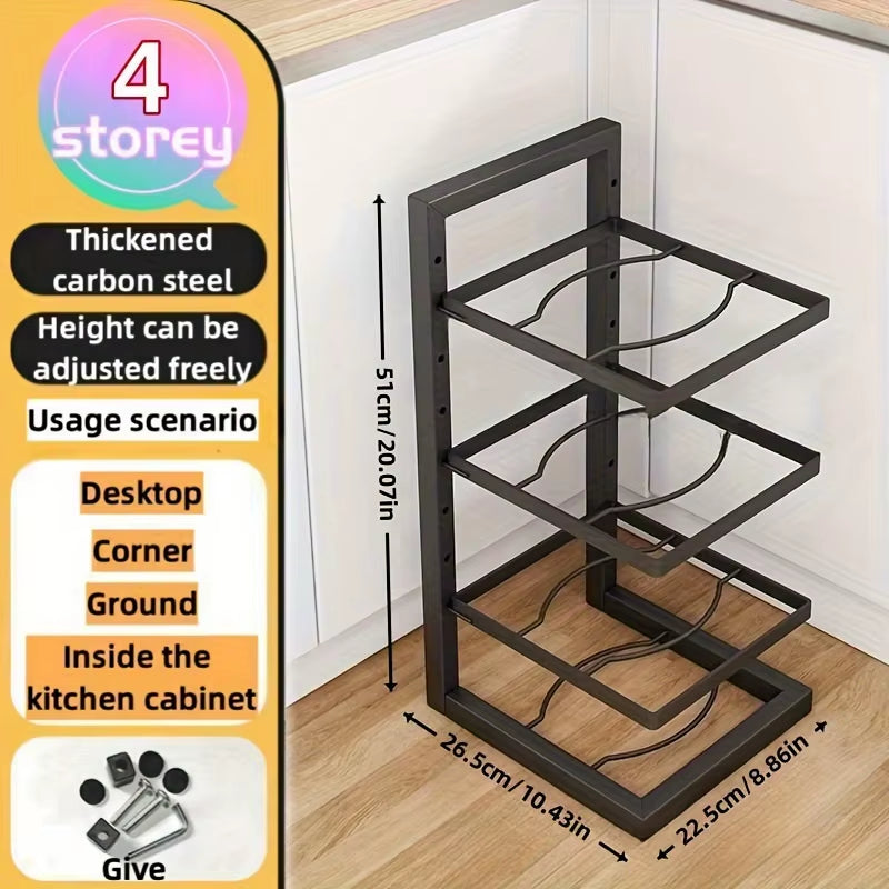 Transform Your Kitchen with the Adjustable Stainless Steel Pot Rack Organizer - Multi-Layer Storage Solution for Pots and Pans